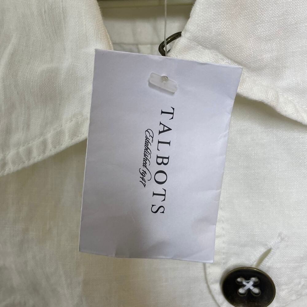 NWT Talbots White 100% Linen Utility Jacket Coat Military Style Womens Size 6 - Picture 8 of 11